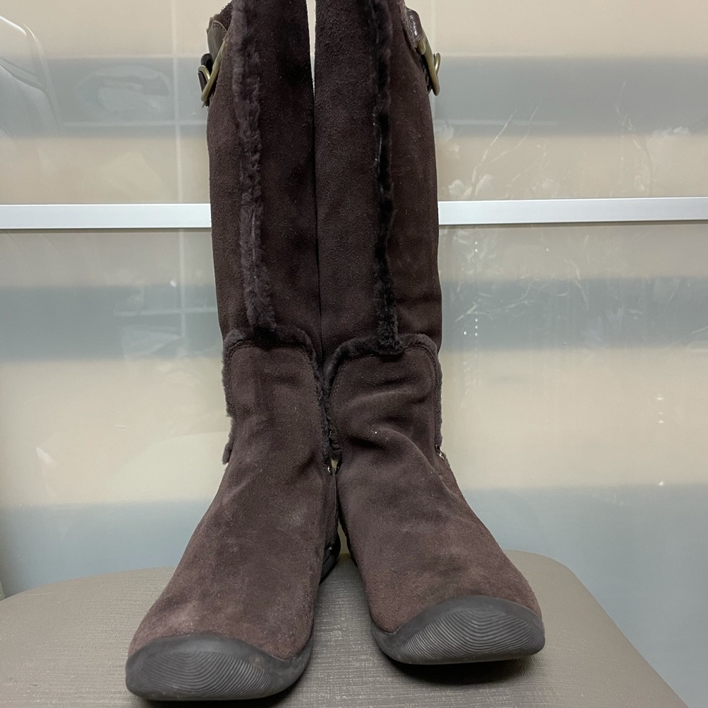 Brown suede boots